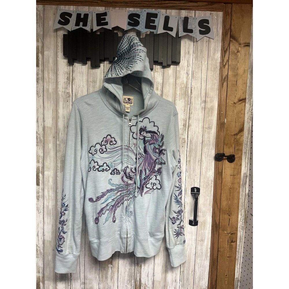 VHTF Vintage‎ Y2K Geisha Embroidered Lucky Full Zip Sweatshirt XL